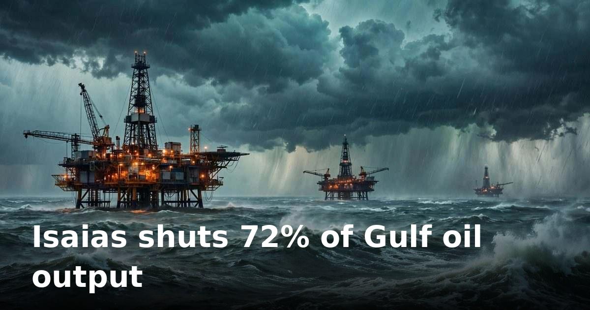 Hurricane Isaias shuts 72% of Gulf oil output; refineries escape the worst