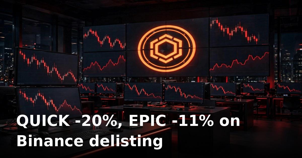 Binance delists QUICK and EPIC spot pairs on Oct 28; tokens plunge 20%
