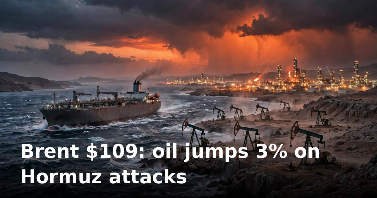 Brent crude tops $109 as Hormuz attacks and Ukraine refinery strikes tighten supply