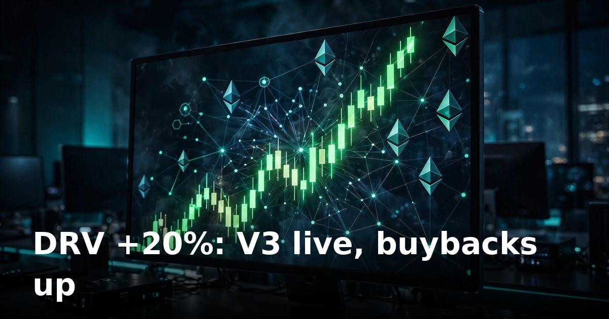 Derive DRV surges 20% as V3 goes live and buyback vote lands
