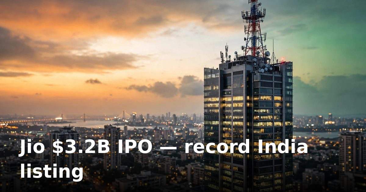 Jio IPO: $3.2 billion raise at ₹1,065–1,119, India's biggest listing on record