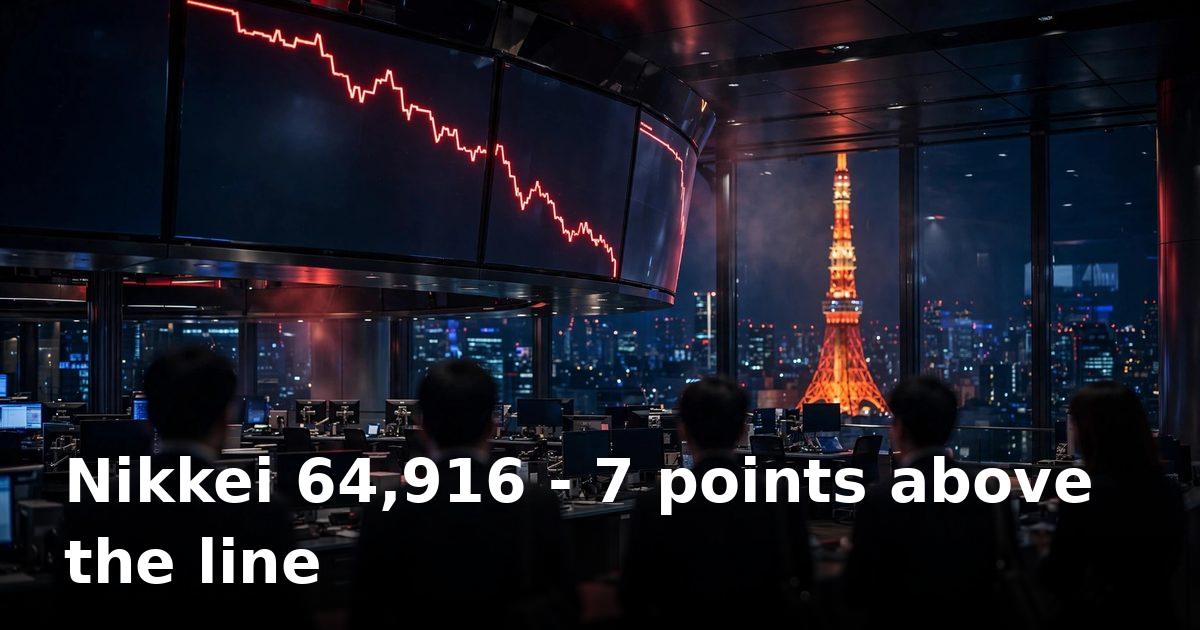 Nikkei 225 slips 0.62% as tech selloff resumes, closes 7 points above 64,910
